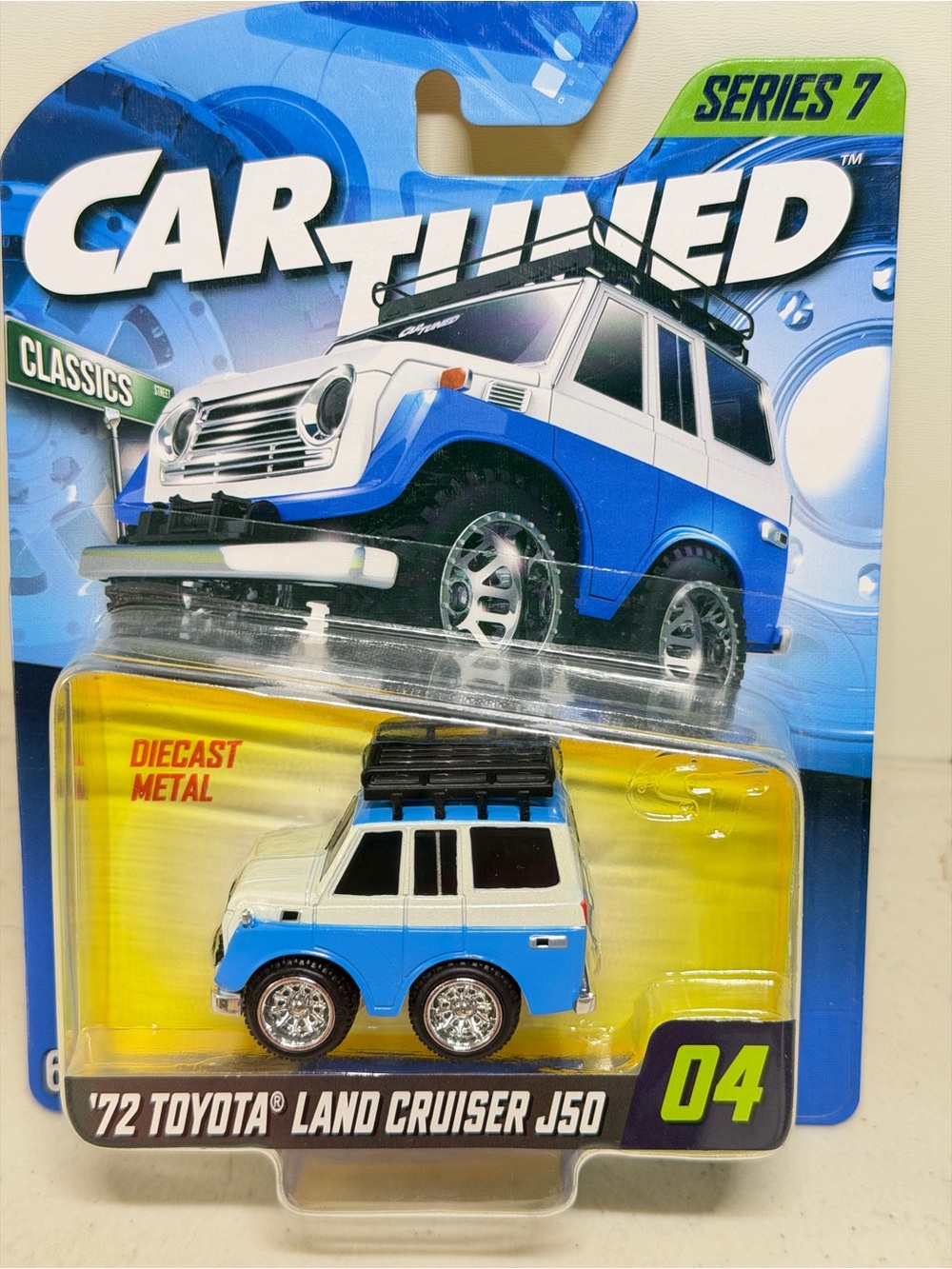 Asics Blue and White Diecast Toy SUV - Classic Land Cruiser Style